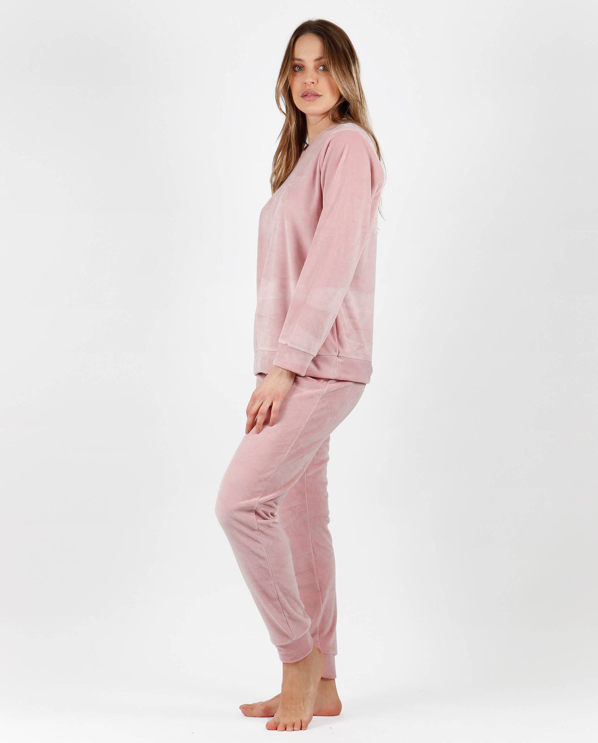 ADMAS sammetmjuk pyjamas med dubbla långärmade tröjor för kvinnor