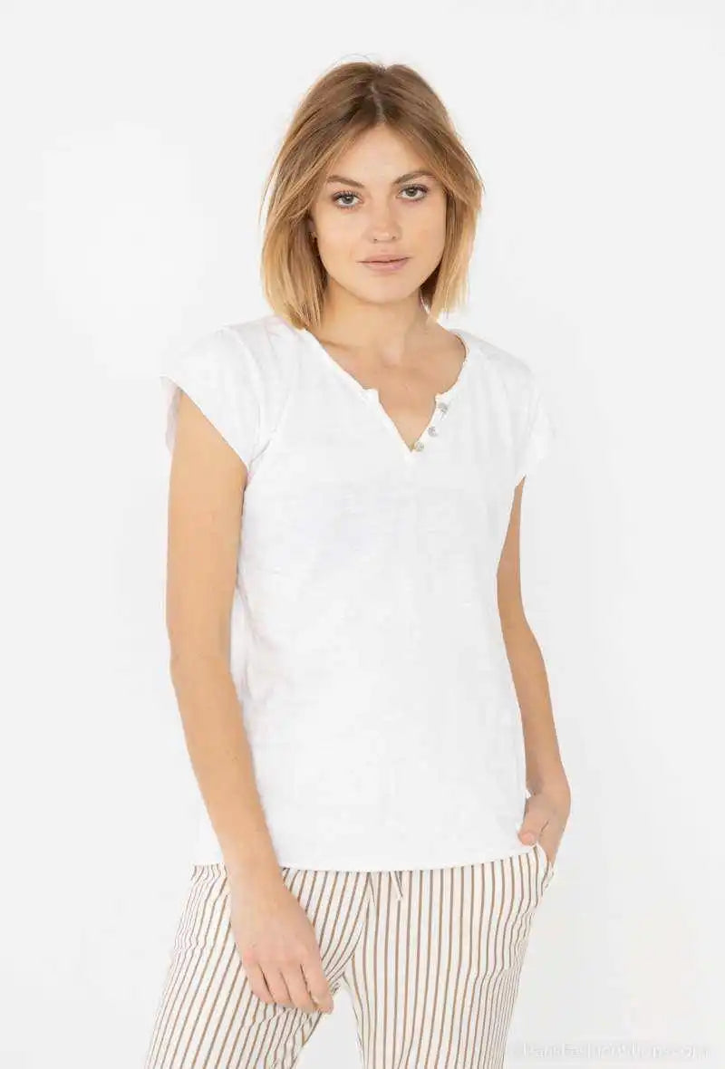 T-shirt med tunisisk krage