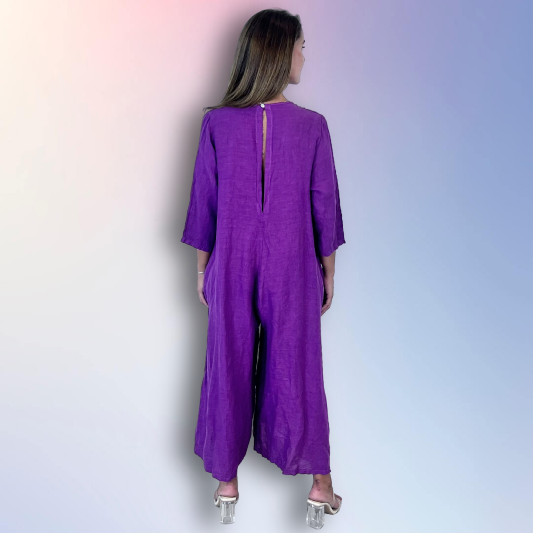 100% LINNEJUMPSUIT MED ÄRMAR