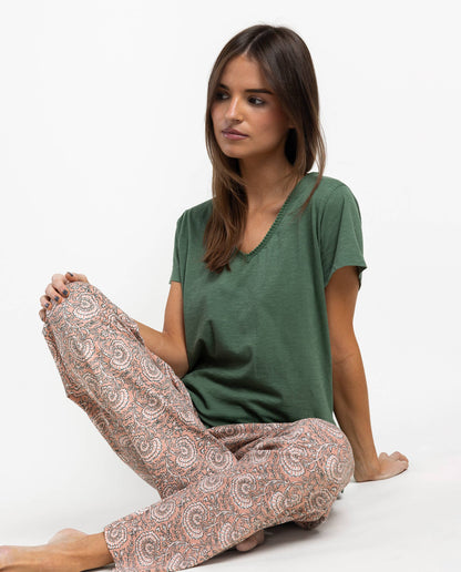 Admas Garden kortärmad pyjamas Green Garden för kvinnor