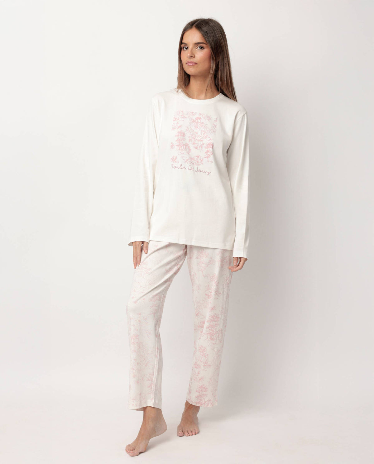 ADMAS Classic långärmad pyjamas Toile de Jouy för dam