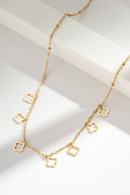 Gyllene Halsband Fyrklöver Rostfritt Stål Lyckobringare Minimalistisk