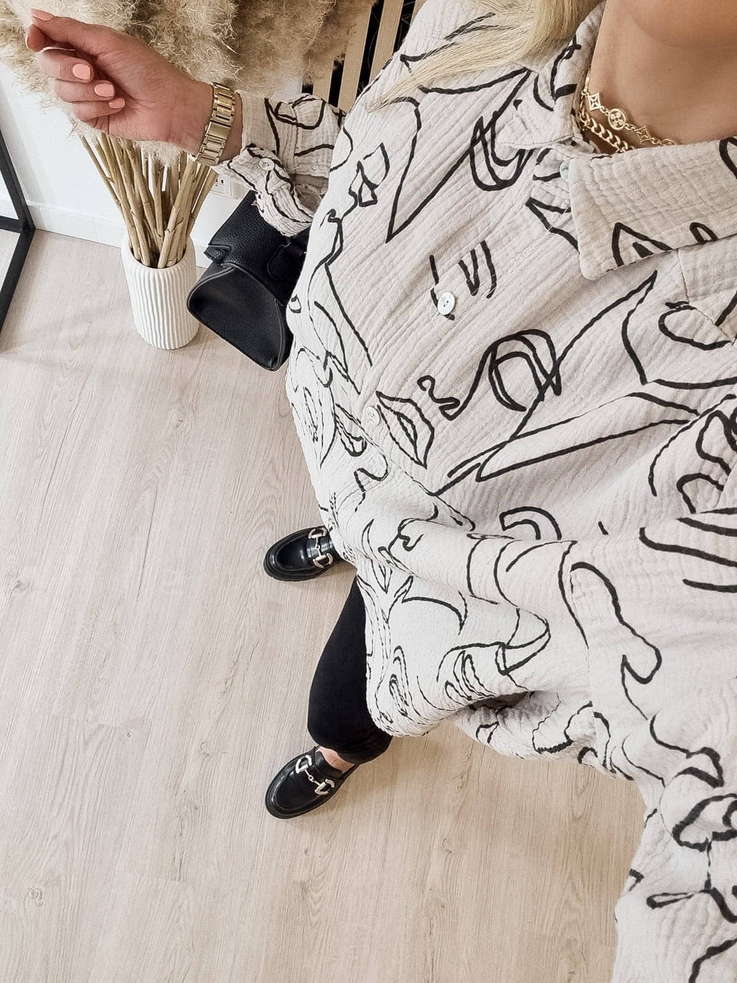 FACE muslin blus — beige kort