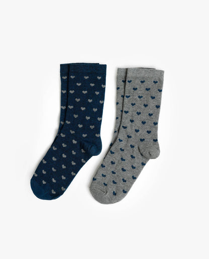 ADMAS Medium Sock Blue Hearts för Kvinnor, (Låda med 6...