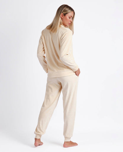 ADMAS sammetmjuk pyjamas med dubbla långärmade tröjor för kvinnor