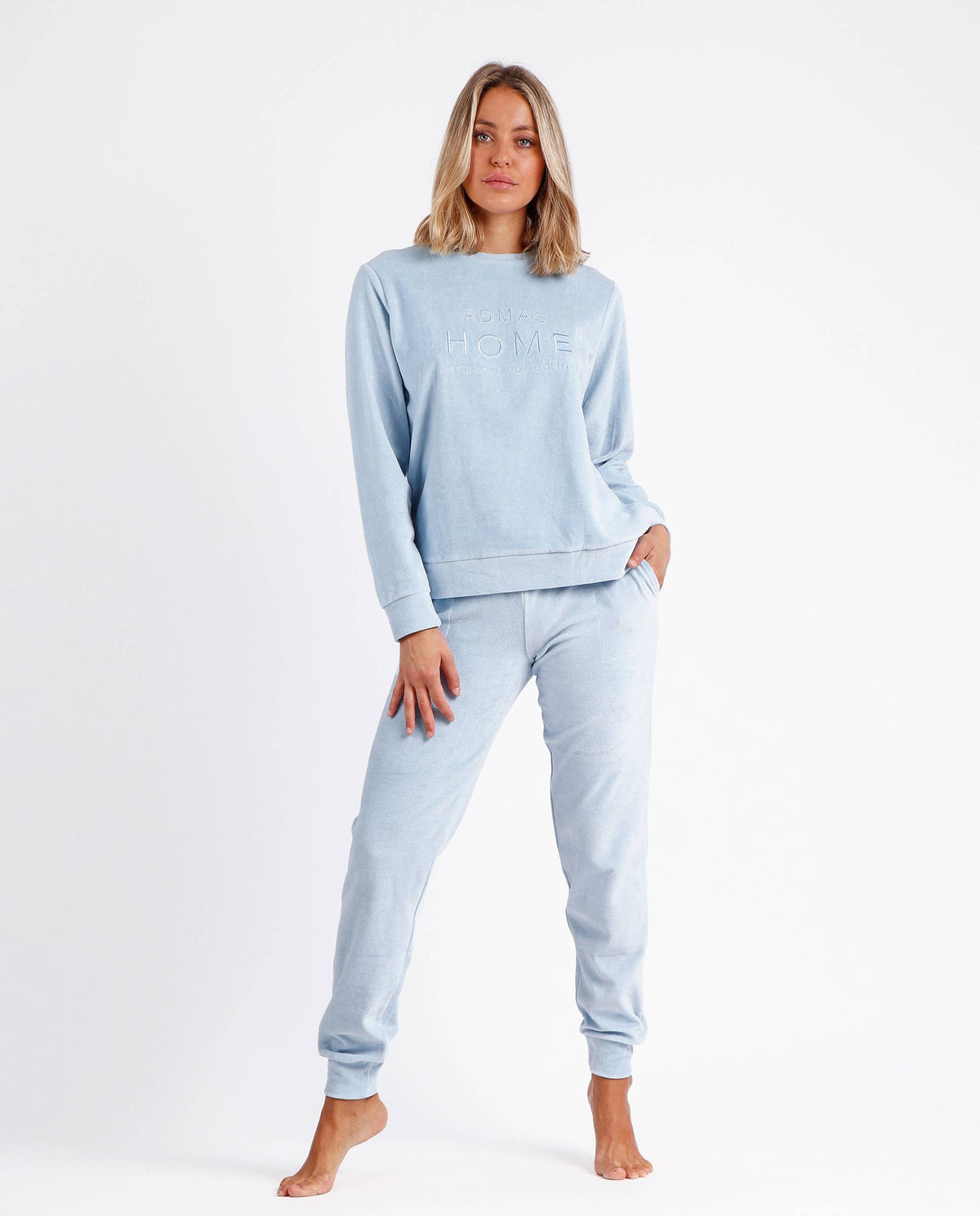 ADMAS sammetmjuk pyjamas med dubbla långärmade tröjor för kvinnor