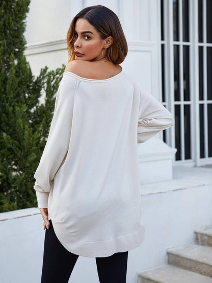 Stor Stickad Jumper i Ecru (Beige) eller svart - Onesize
