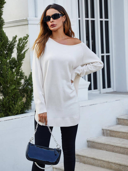Stor Stickad Jumper i Ecru (Beige) eller svart - Onesize