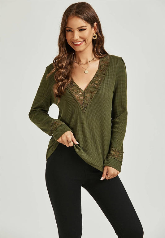 V-ringad vändbar topp i oliv