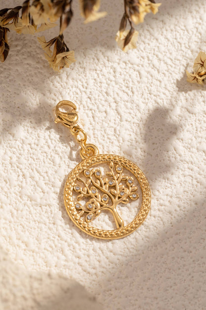 Charm livets träd guld hängsmycke kvinna i rostfritt stål