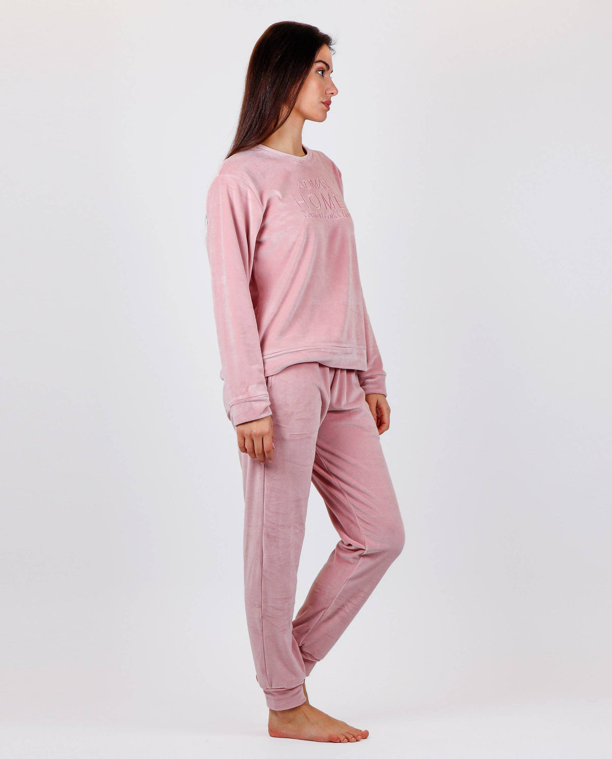 ADMAS sammetmjuk pyjamas med dubbla långärmade tröjor för kvinnor