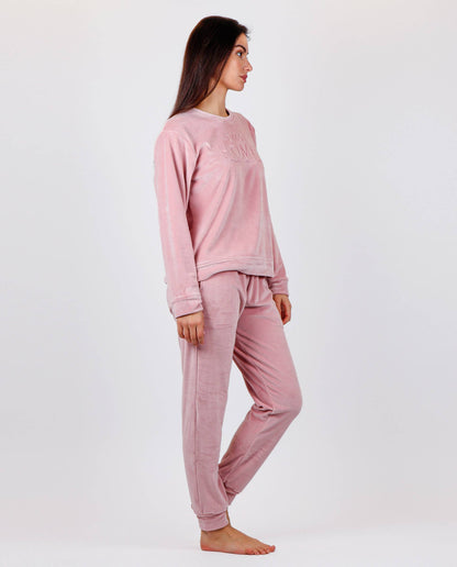 ADMAS sammetmjuk pyjamas med dubbla långärmade tröjor för kvinnor