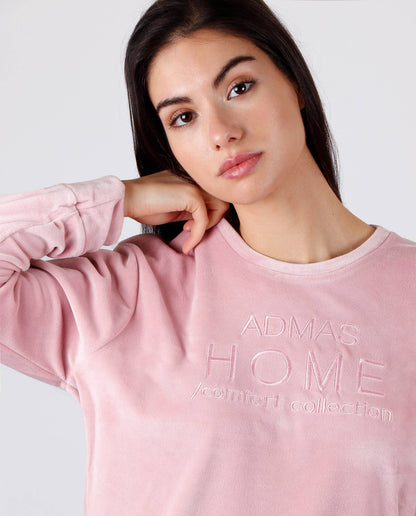 ADMAS sammetmjuk pyjamas med dubbla långärmade tröjor för kvinnor