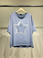 T-shirt med stort stjärnmotiv broderat med paljetter