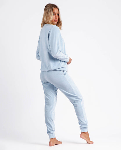 ADMAS sammetmjuk pyjamas med dubbla långärmade tröjor för kvinnor