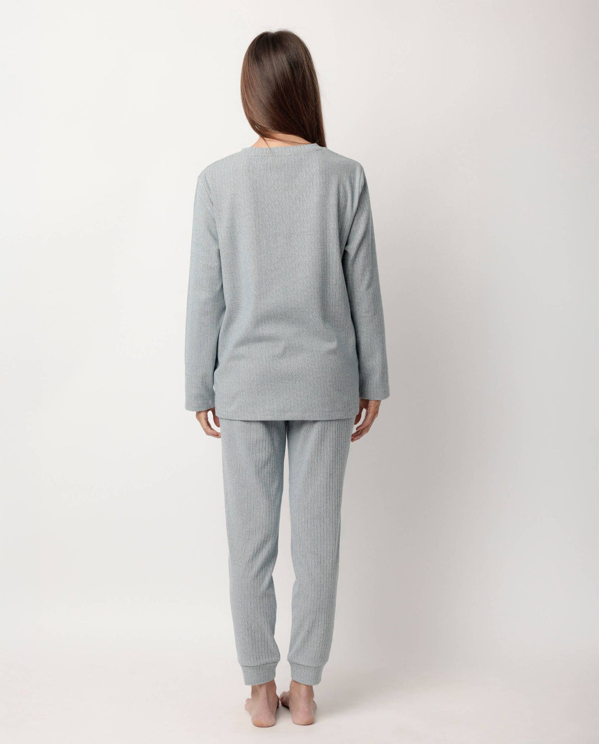 Admas Home Pyjamas Långärmad Ribbad Supersoft För Kvinnor