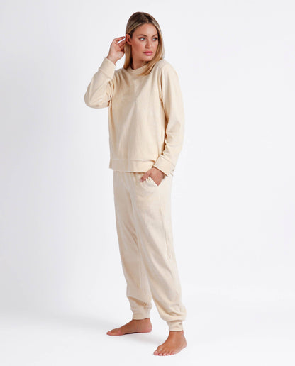 ADMAS sammetmjuk pyjamas med dubbla långärmade tröjor för kvinnor