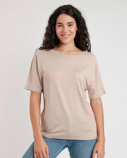 ADMAS Kortärmad T-shirt Shoulder Stones för Kvinna