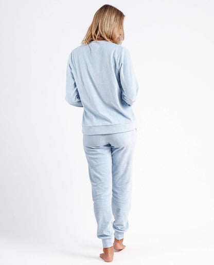 ADMAS sammetmjuk pyjamas med dubbla långärmade tröjor för kvinnor
