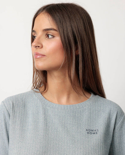 Admas Home Pyjamas Långärmad Ribbad Supersoft För Kvinnor