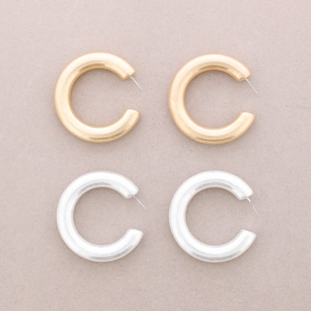 Chubby Hoop Örhängen 5cm Metallfinish