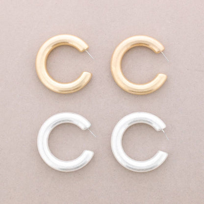 Chubby Hoop Örhängen 5cm Metallfinish