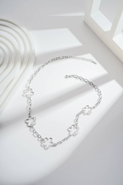 Blomlänk Halsband Guld Silver Skulpterad Elegans Modern