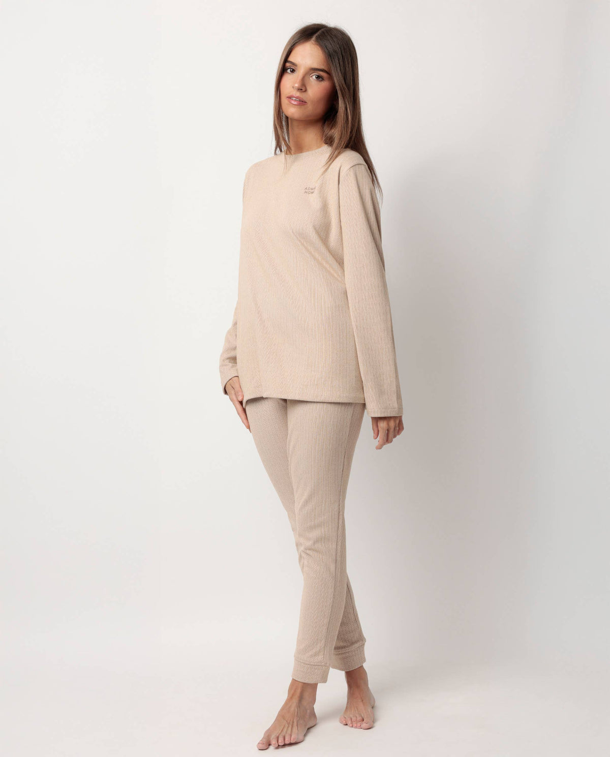 Admas Home Pyjamas Långärmad Ribbad Supersoft För Kvinnor