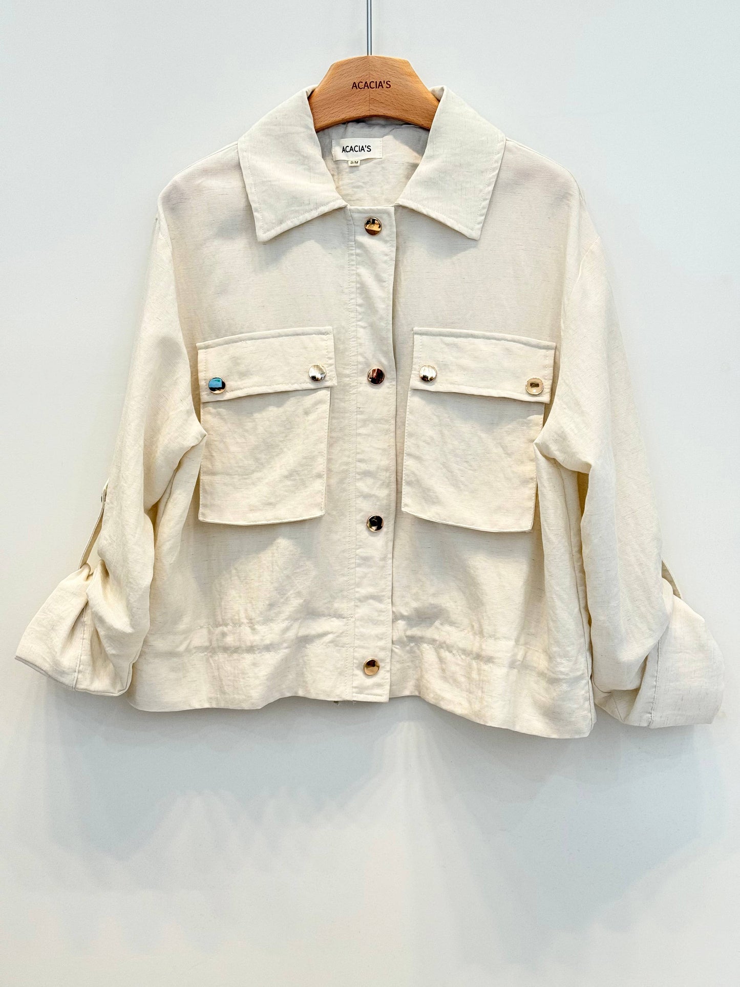 Kort utility-skjortjacka i Beige