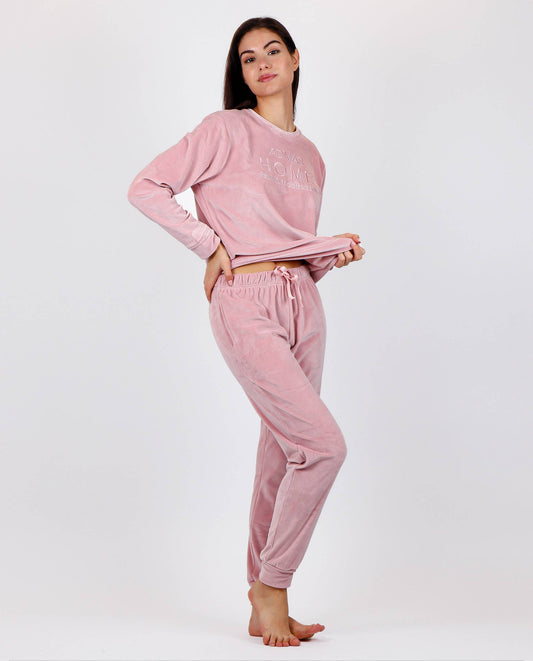 ADMAS sammetmjuk pyjamas med dubbla långärmade tröjor för kvinnor
