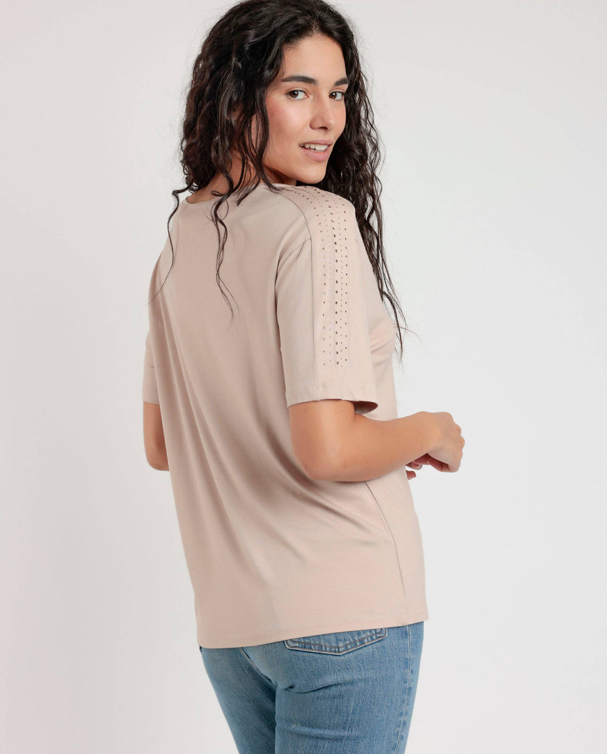 ADMAS Kortärmad T-shirt Shoulder Stones för Kvinna