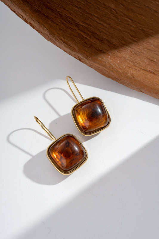 Fyrkantiga färgglada hartsörhängen – Trendigt rostfritt stål