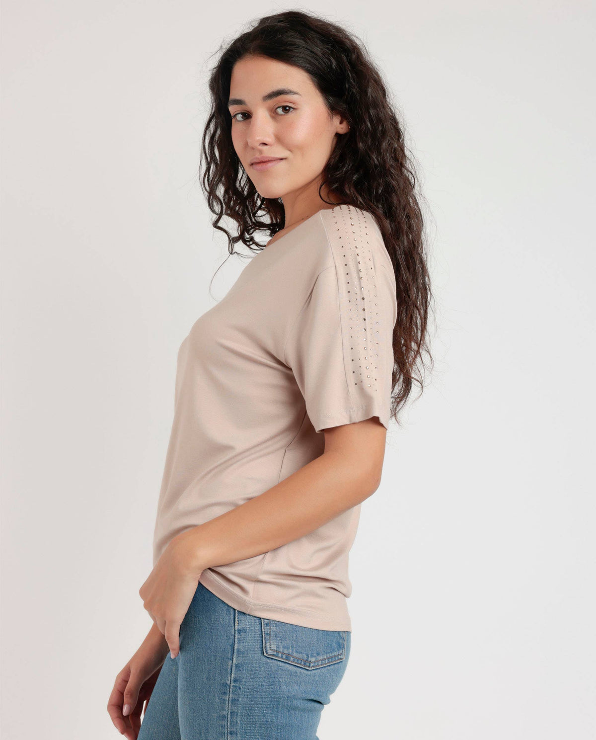 ADMAS Kortärmad T-shirt Shoulder Stones för Kvinna