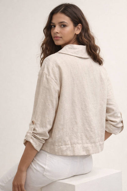 Kort utility-skjortjacka i Beige