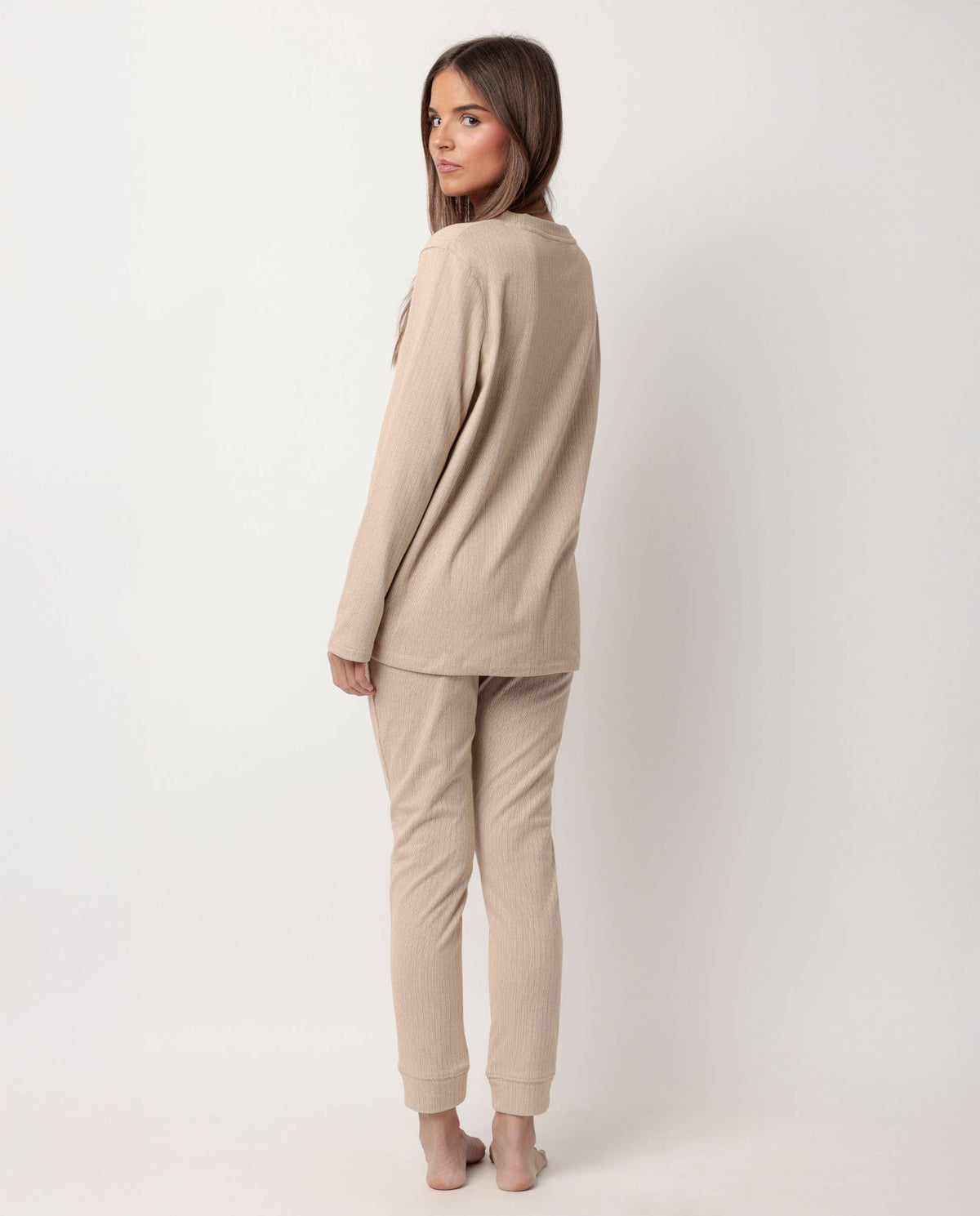 Admas Home Pyjamas Långärmad Ribbad Supersoft För Kvinnor