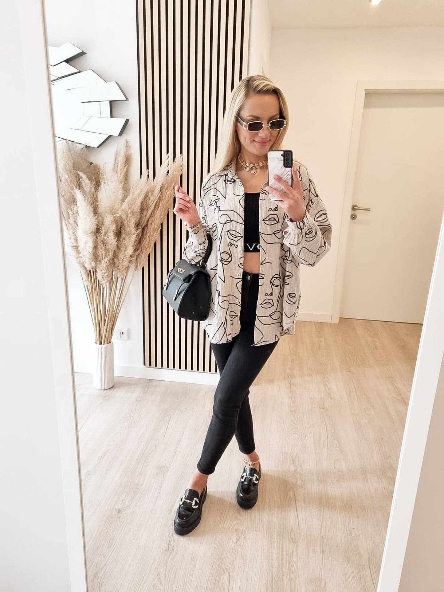 FACE muslin blus — beige kort