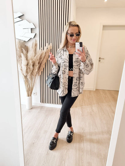 FACE muslin blus — beige kort