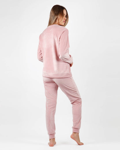 ADMAS sammetmjuk pyjamas med dubbla långärmade tröjor för kvinnor
