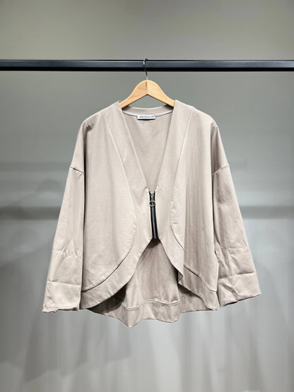 Kort Dragkedja V-ringad Tröja Bomull/Nylon