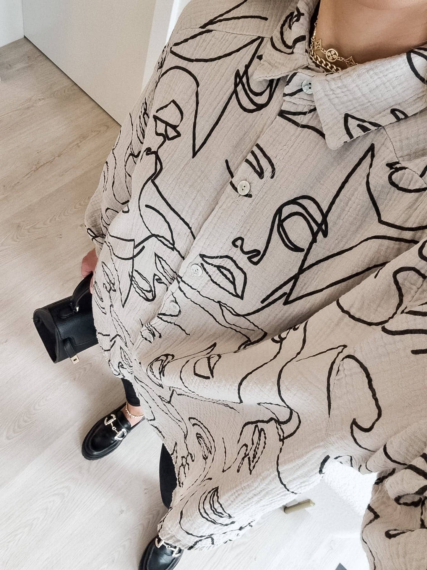 FACE muslin blus — beige kort