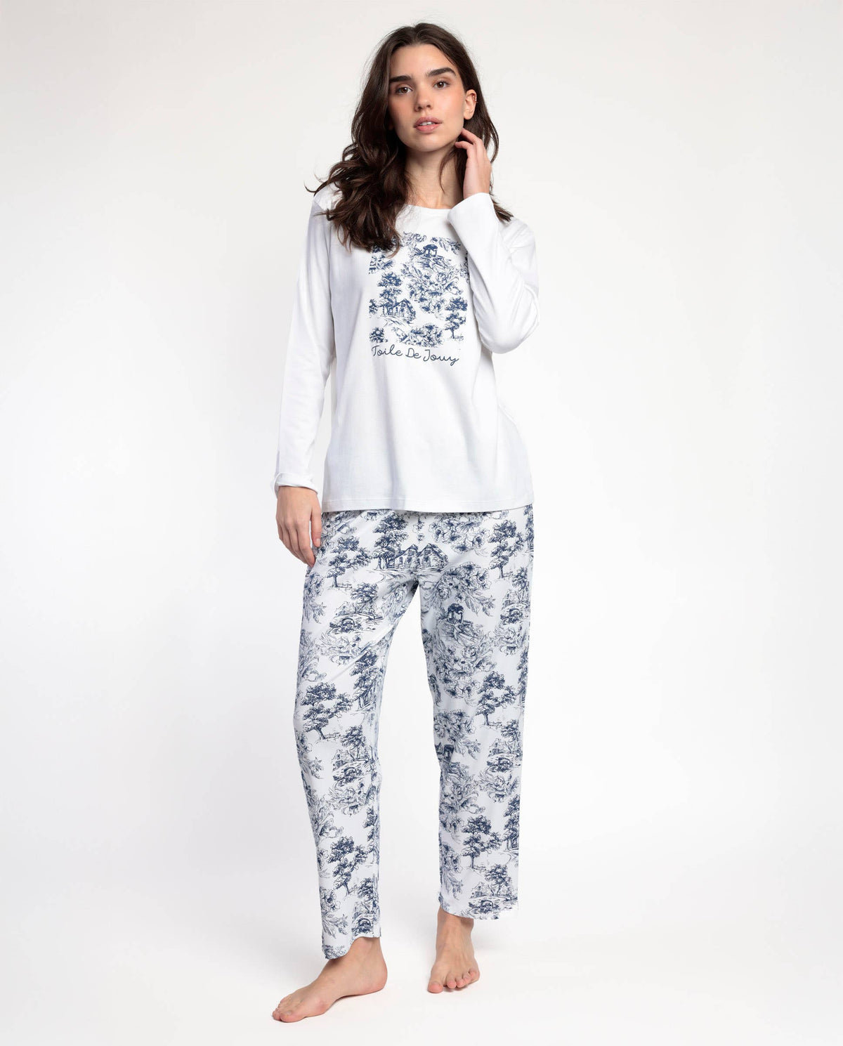 ADMAS Classic långärmad pyjamas Toile de Jouy för dam