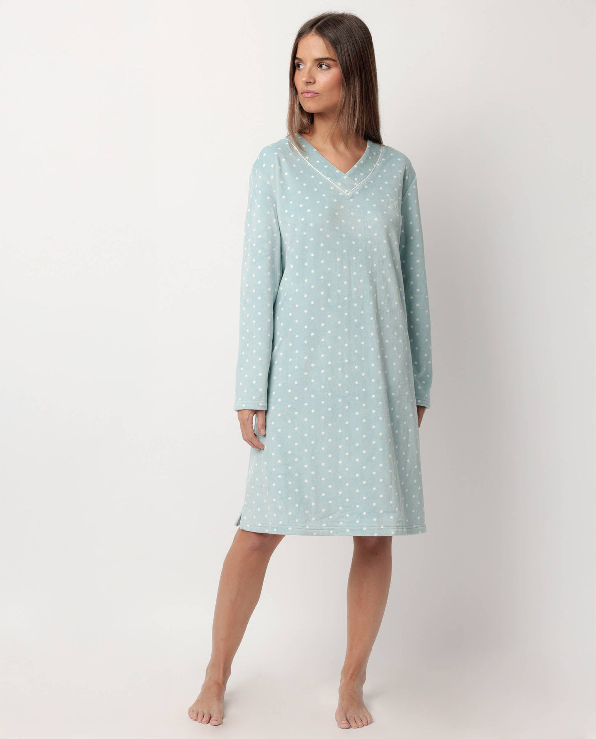 ADMAS CLASSIC Velvet Pico Dots Lace långärmad tröja...