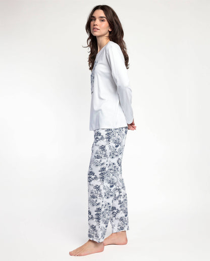 ADMAS Classic långärmad pyjamas Toile de Jouy för dam