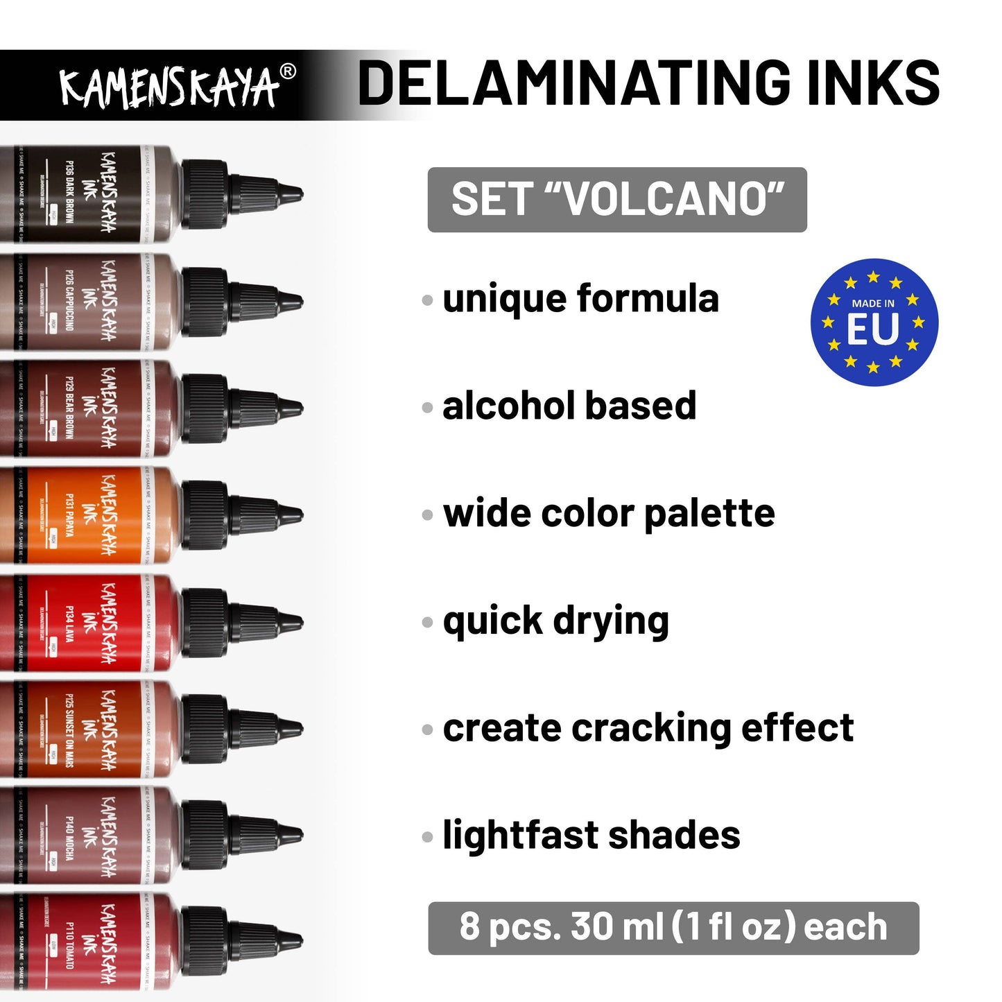 Delaminerande alkoholbläck set 'Volcano'