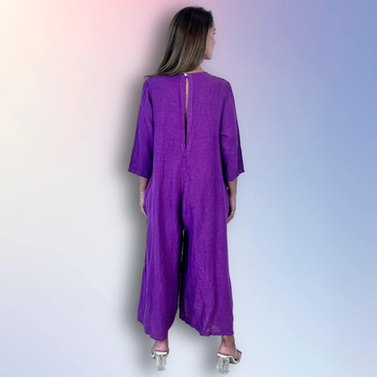 100% LINNEJUMPSUIT MED ÄRMAR