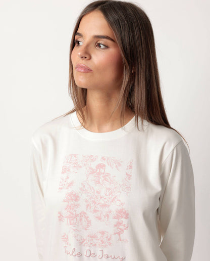 ADMAS Classic långärmad pyjamas Toile de Jouy för dam