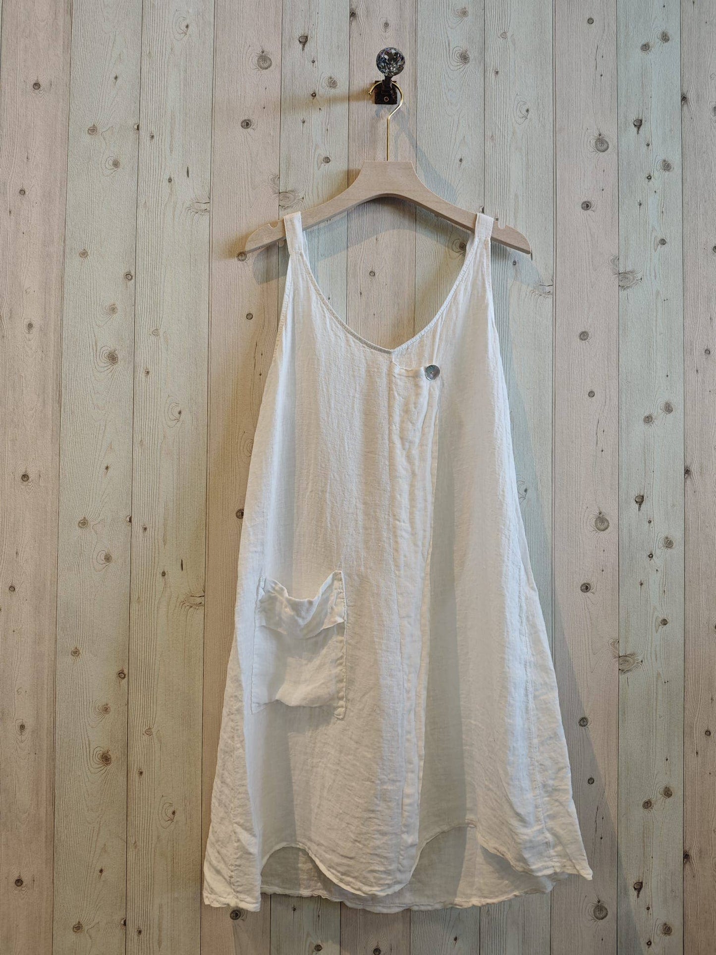 KLÄNNING FICKOR LINNE 100%